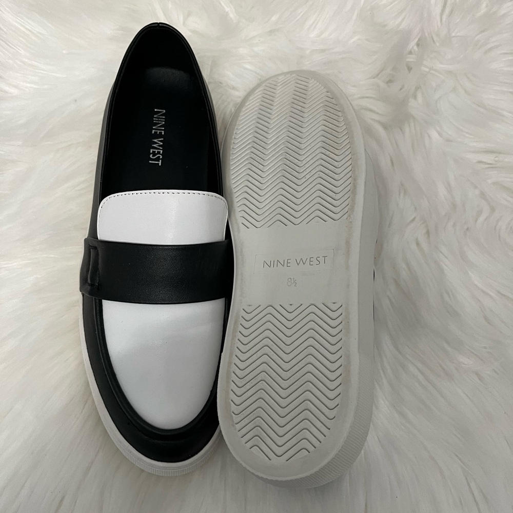 Black and White Nine West Loafers